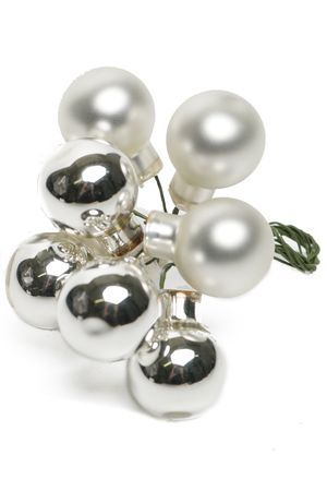 ГРОЗДЬ стеклянных глянцевых и матовых шариков на проволоке, 10 шаров по 20 мм, цвет: серебряный, Christmas Deluxe