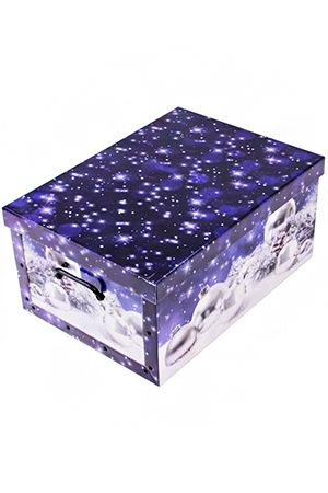 Коробка для хранения ёлочных игрушек НОВОГОДНИЕ МОТИВЫ, синяя, 50х24х39 см, Koopman International