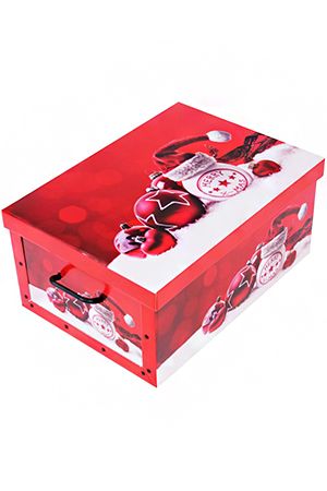 Коробка для хранения ёлочных игрушек НОВОГОДНИЕ МОТИВЫ, красная, 50х24х39 см, Koopman International