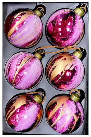 Набор стеклянных ёлочных шаров ИГРА ОТТЕНКОВ, лиловый, 8 см (упаковка 6 шт.), Christmas Deluxe