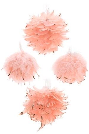 Ёлочный шар ПУФФЭ, перо, розовый, 10 см, Koopman International