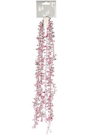 Бусы на ёлку ЛЕДЯНОЕ ОЖЕРЕЛЬЕ, пластик, розово-серебряные, 270 см, Koopman International