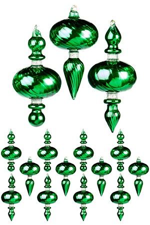 Набор ёлочных украшений ВОСТОЧНЫЕ СКАЗКИ, стекло, зелёный, 15 см, 12 шт., Goodwill