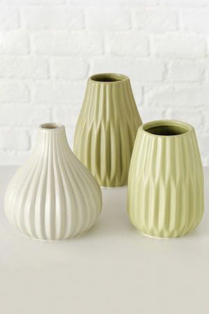 Набор керамических ваз ТОРРЭ, светло-зеленые, 11-13 см, 3 шт., Boltze