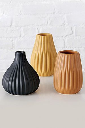 Набор керамических ваз ТОРРЭ, оранжевые+черная, 11-13 см, 3 шт., Boltze