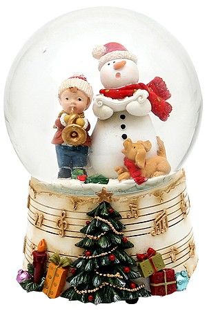 Музыкальный снежный шар СНЕГОВИЧОК ПОЕТ С ДРУЗЬЯМИ, полистоун, стекло, 14.5 см, батарейки, Sigro