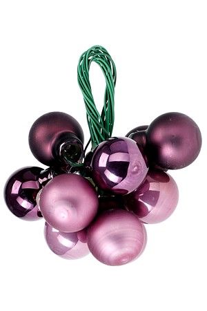 Гроздь стеклянных шаров на проволоке БАБИОЛЬ, стекло, пурпурный, 2 см, 12 шт., Koopman International