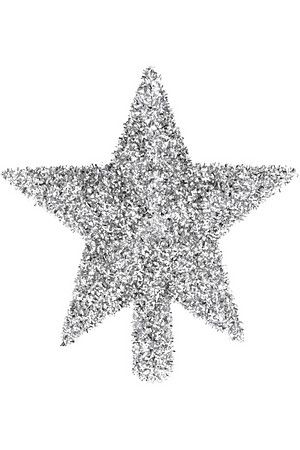 Верхушка на елку Звезда КОРИАНДОЛИ, пластик, мишура, серебряная, 20 см, Koopman International