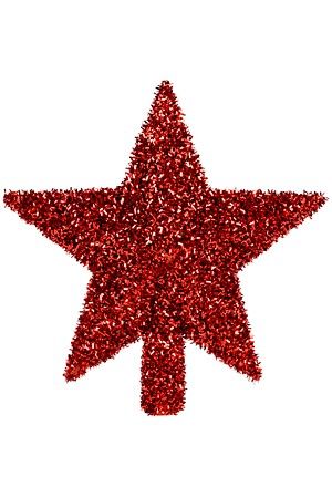 Верхушка на елку Звезда КОРИАНДОЛИ, пластик, мишура, красный, 20 см, Koopman International