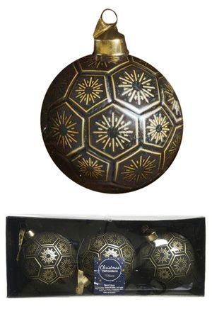 Стеклянные ёлочные шары ЭЗАГОНО НЕРО, черные, 8 см, 3 шт., Kaemingk