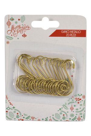 Крючки для ёлочных украшений КАССИ, металл, золотые, 4 см, 20 шт., Due Esse Christmas
