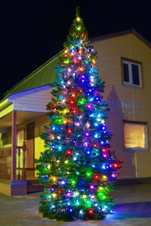 Новогоднее освещение Цветной Каскад для елки 4 м с разноцветными LED, GREEN TREES