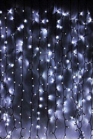 Занавес световой PLAY LIGHT, 600 холодных белых LED ламп, 1x6 м, каучук черный провод, коннектор, уличный, BEAUTY LED