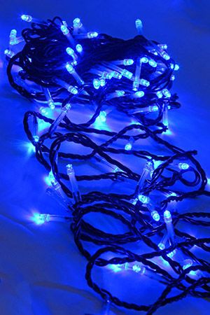 Светодиодная гирлянда Quality Light 100 синих LED ламп 10 м, с мерцанием, черный ПВХ, соединяемая, IP44, BEAUTY LED