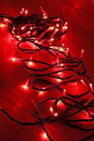 Светодиодная гирлянда Quality Light 100 красных LED ламп 10 м, с мерцанием, черный ПВХ, соединяемая, IP44, BEAUTY LED