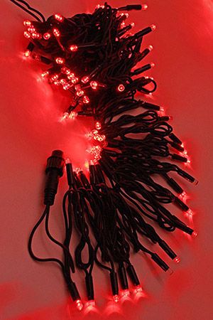 Гирлянда светодиодная уличная 24V Laitcom Legoled 100 красных LED ламп 10 м, мерцание, черный КАУЧУК, соединяемая, IP44, Laitcom