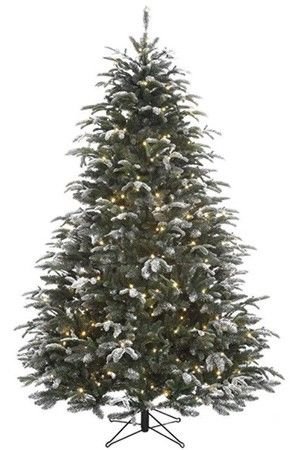 Искусственная елка с лампочками Стильная заснеженная 185 см, 312 теплых белых ламп, ЛИТАЯ + ПВХ, Black Box