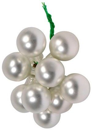 ГРОЗДЬ стеклянных матовых шариков на проволоке, 12 шаров по 25 мм, цвет: серебряный, Kaemingk (Decoris)