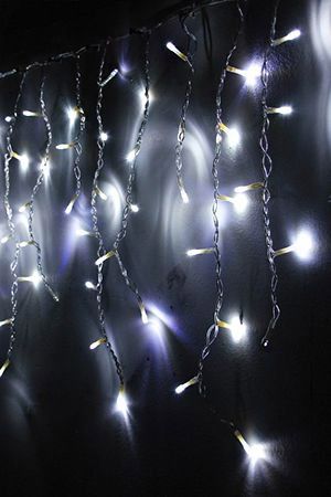 Электрогирлянда СВЕТОВАЯ БАХРОМА, 150 холодных белых LED ламп, 3,1x0,5 м, коннектор, прозрачный провод, уличная, BEAUTY LED