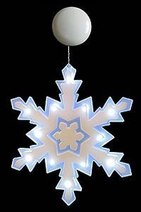 Светильник декоративный СНЕЖИНКА с подсветкой 12 холодными белыми LED - светодиодиодами, батарейки, таймер, на присоске, 23х20 см, SNOWHOUSE