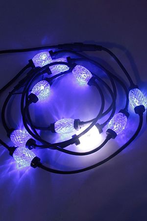 Электрогирлянда ДАЙМОНД с 10 строб-лампами (синий фон - белая вспышка), 220 V, 3+1,5 м, провод черный, коннектор, уличная, SNOWHOUSE