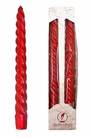 Свечи витые, красный металлик, 2.3х24.5 см (упаковка 2 шт.), Омский Свечной