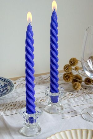 Свечи витые, голубые, 2.3х24.5 см (упаковка 2 шт.), Омский Свечной