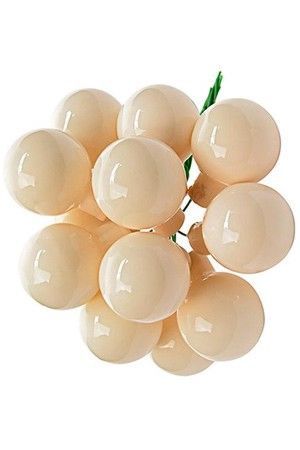 ГРОЗДЬ стеклянных эмалевых шариков на проволоке, 12 шаров по 25 мм, цвет: белая шерсть, Kaemingk (Decoris)