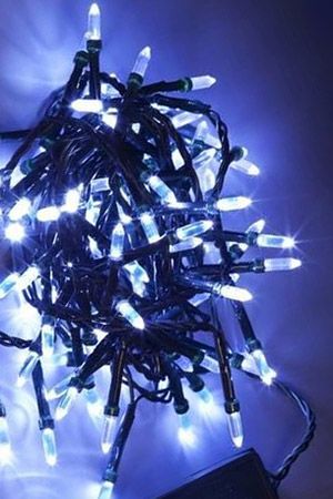 CLUSTER LIGHTS - электрогирлянда ГРОЗДЬ 100 холодных белых LED огней, контроллер, коннектор, зеленый провод, 2,7 м, Holiday Classics