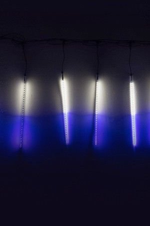 Светодиодная гирлянда Тающие Сосульки 10*0.5 м, 720 холодных белых/синих LED ламп, черный ПВХ, 10 м, IP44, BEAUTY LED