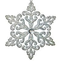 Снежинка КРИСТАЛЛ с камнем серебряная, 12 см, Морозко