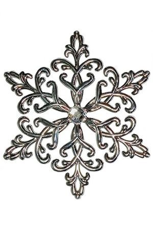 Снежинка КРИСТАЛЛ металлизированная серебряная, 12 см, Снегурочка