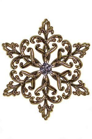 Снежинка КРИСТАЛЛ металлизированная золотая, 12 см, Морозко