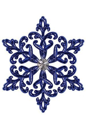 Снежинка КРИСТАЛЛ металлизированная синяя, 12 см, Снегурочка