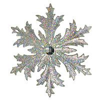 Снежинка МОРОЗКО с камнем, серебряная голографическая, 12 см, Морозко