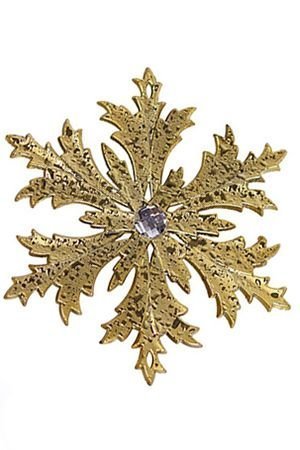Снежинка МОРОЗКО с камнем, металлизированная, золотая, 12 см, Морозко