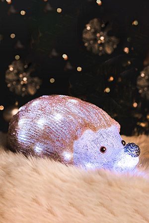 Светящаяся фигурка ЕЖИК, цветной акрил, 40 холодных белых LED-огня, 34 см, уличный, Kaemingk (Lumineo)