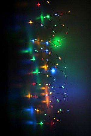 Гирлянда СВЕТЛЯЧКИ, 20 разноцветных LED-огней, 1 м, серебристый провод, батарейки, Koopman International