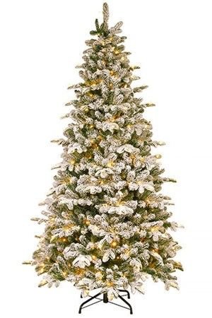 Искусственная ель ЭВЕРЕСТ (литая хвоя РЕ+PVС, напыление искусственного снега - флок), 200 теплых белых LED ламп, 152 см, National Tree Company