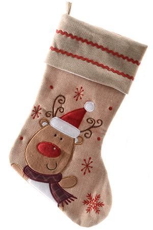 Носок для подарков ПРАЗДНИК С УЛЫБКОЙ: ОЛЕНЬ, хлопок, 45 см, Kaemingk