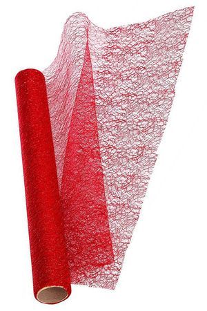 Ткань для декорирования ПАУТИНКА мелкая красная с золотыми нитями, 40х200 см, BILLIET
