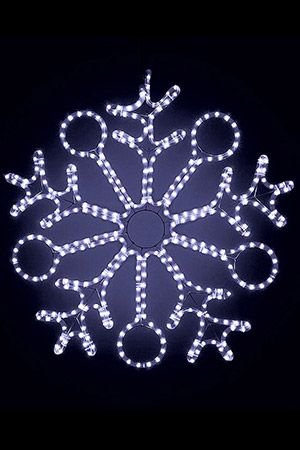 Светодиодная СНЕЖИНКА C КОЛЬЦАМИ, дюралайт, холодные белые LED-огни, 80 см, уличная, BEAUTY LED