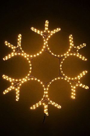 Светодиодная СНЕЖИНКА АЖУРНАЯ, дюралайт, теплые белые LED-огни, 55 см, уличная, BEAUTY LED