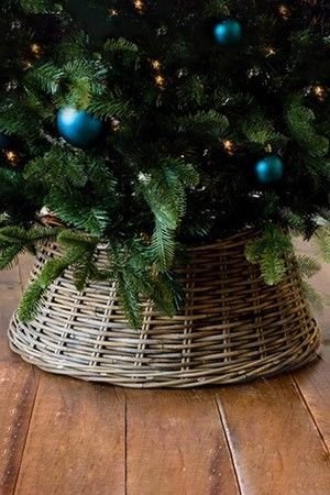 Плетёная корзина ВИНТАЖ для декорирования основания елки, натуральное дерево, 60х26 см, National Tree Company