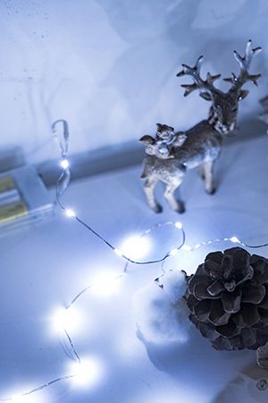 Гирлянда КАПЕЛЬКИ, 20 холодных белых mini-LED, серебристая проволока, 1.9+0.3 м, батарейки, SNOWHOUSE