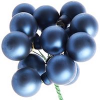 ГРОЗДЬ стеклянных матовых шариков на проволоке, 12 шаров по 25 мм, цвет: синий, Kaemingk (Decoris)