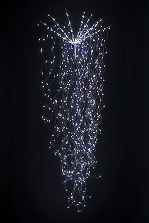 Светодиодное украшение КАСКАД СВЕТЛЯЧКОВ с мерцанием, серебряный, 320 холодных белых mini LED-огней, 80 см, Kaemingk