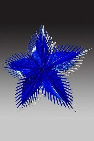 Звезда из фольги ЛУЧИСТЫЙ ЦВЕТОК голографическая, синяя с серебряным контуром, 40 см, Holiday Classics