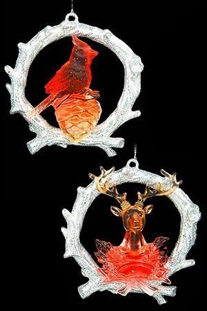 Ёлочное украшение-медальон ЛЕСНОЙ ПОРТРЕТ, красно-серебристый, 11 см, разные модели, Forest Market
