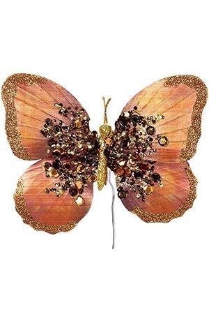 Бабочка МЕДНАЯ ИСКОРКА, на клипсе, металл, 14 см, Katherine’s Collection